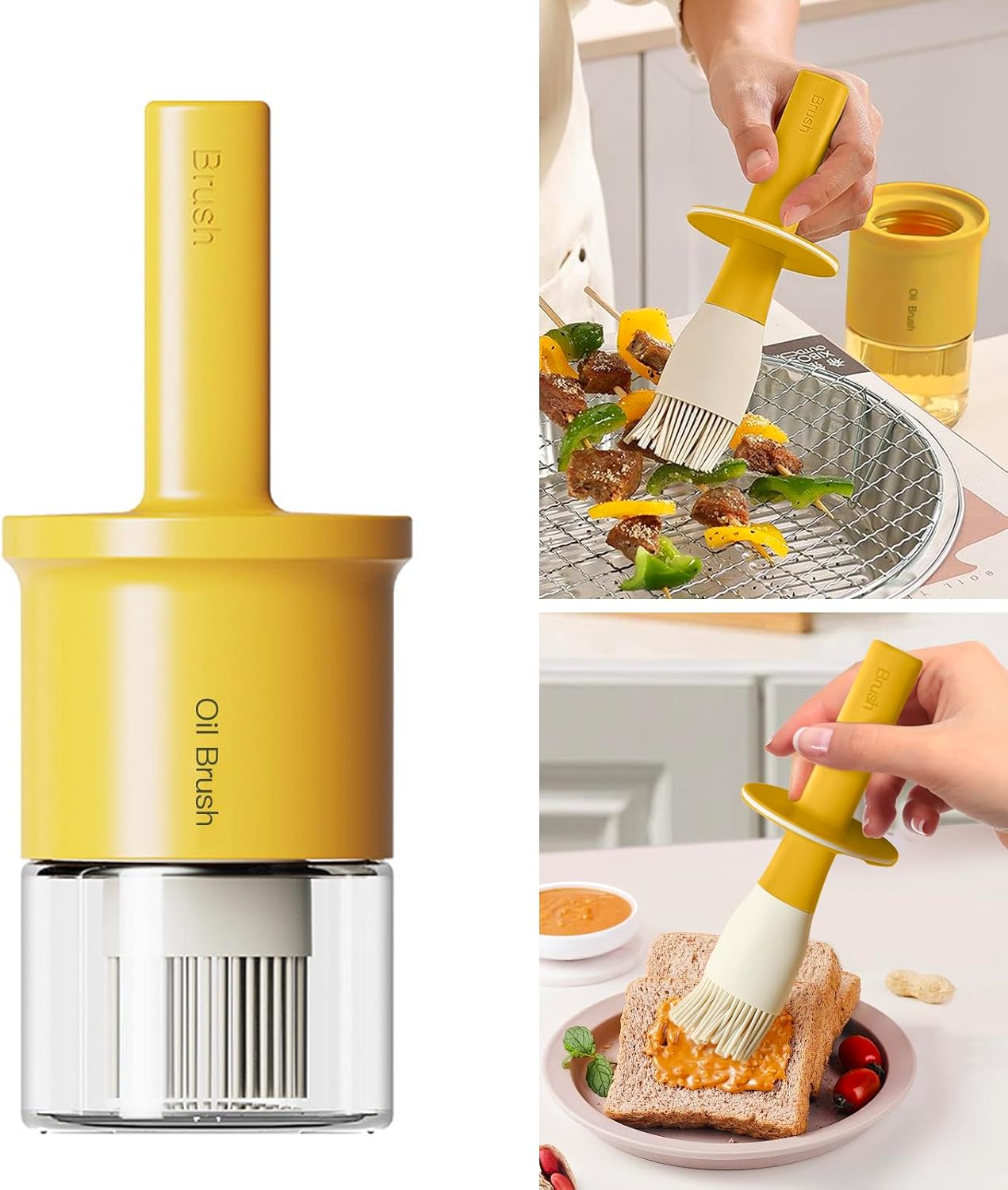 YARRAMATE Oil Dispenser with Brush - 300ml Glass Bottle for Kitchen & BBQ | Heat-Resistant Silicone Brush - Orange