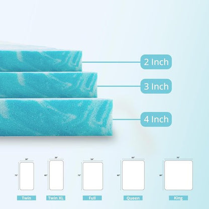 CH Charme Mattress Topper - 2 Inch Gel Infused Memory Foam for Back Pain Relief | Full Size, Cooling, CertiPUR-US Certified 75×54