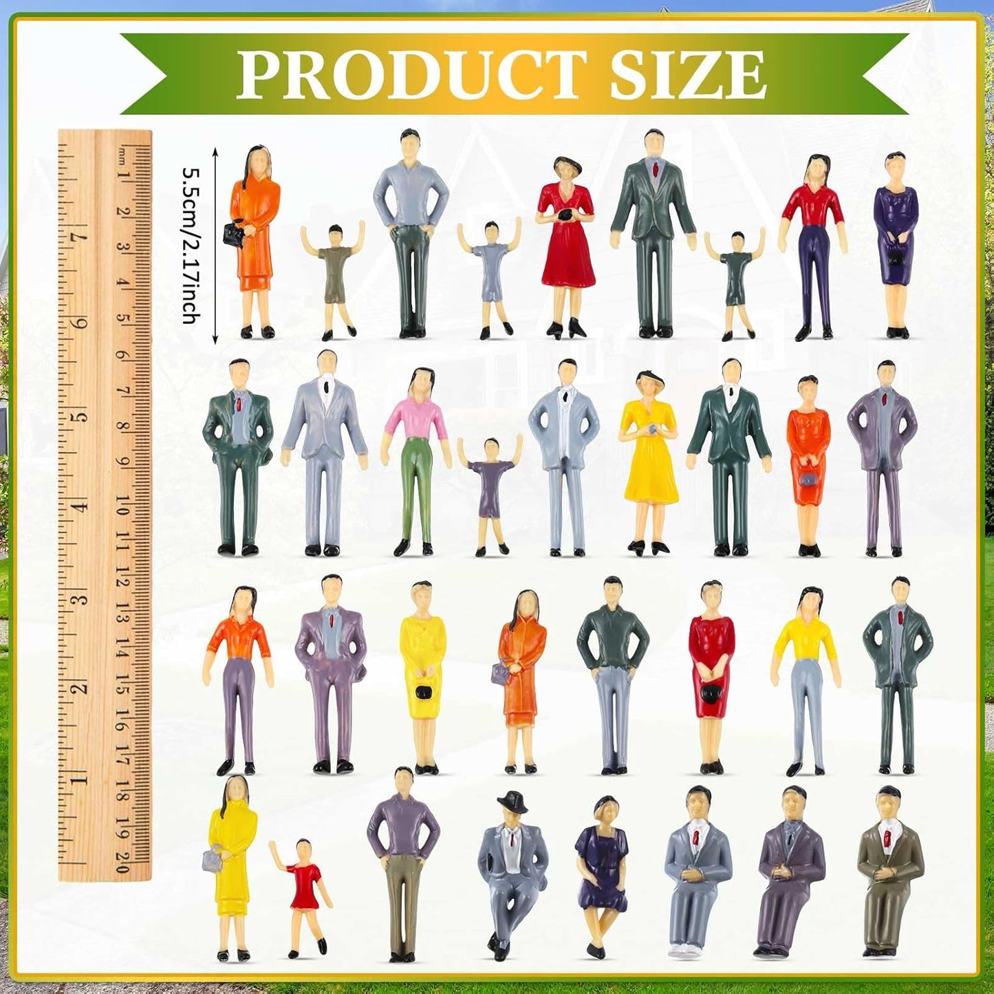 Skiennix Miniature People Figurines - 30 Pcs 1:30 Scale Tiny Models for Realistic Scenes
