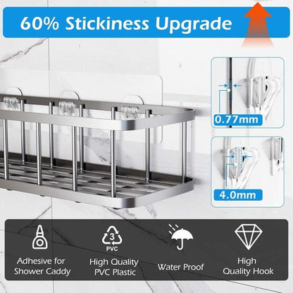 Lsnisni Shower Caddy Adhesive Replacement - 12 Pack Waterproof Hooks for No-Drill Bathroom & Kitchen Storage