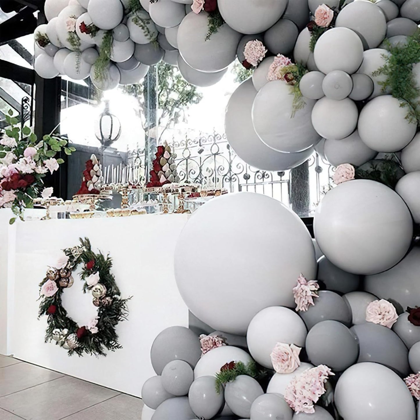 PartyWoo Gray Balloons - 140-Piece Matte Latex Balloon Arch Kit for Baby Showers & Celebrations | 5-12 Inch Sizes