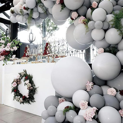 PartyWoo Gray Balloons - 140-Piece Matte Latex Balloon Arch Kit for Baby Showers & Celebrations | 5-12 Inch Sizes