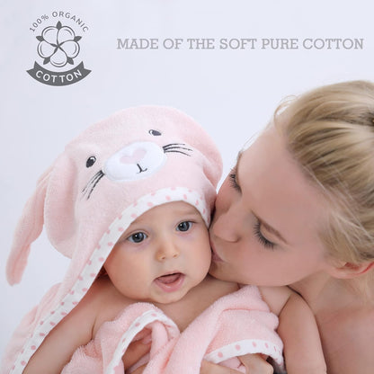 TBEZY Baby Hooded Towel - Ultra Soft Thick Cotton Bath Towel with Unique Bunny Design for Newborns