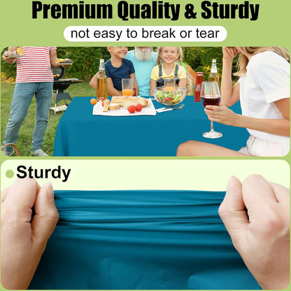Smiry Disposable Tablecloths - Waterproof 54 x 78 Inch Rectangle Covers | 6 Pack in Aqua for Parties