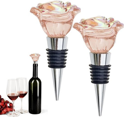 2 PACK Rose Wine Stopper, Bottle Stopper Wine Saver, Reusable Wine Corks For Beverage, Wine Preserver Wine Saver Keep Wine Fresh Wine Accessories Gifts for Wine Lovers, Wedding Favors (Style 1)
