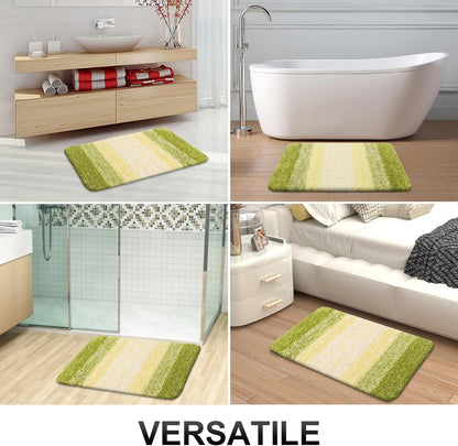 OLANLY Bathroom Rugs - Extra Soft Microfiber Mat with Rubber Backing | Quick Dry, Machine Washable, 30x20, Olive Green