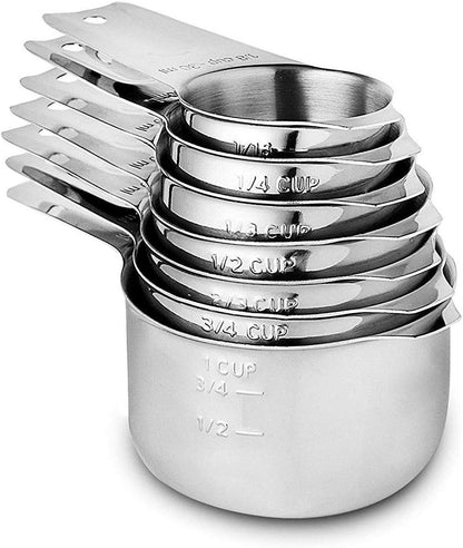 Stainless Steel Measuring Cups Set by [Brand Name] - 7 Stackable Cups for Accurate Liquid & Dry Ingredient Measurement | Essential Kitchen Gadgets