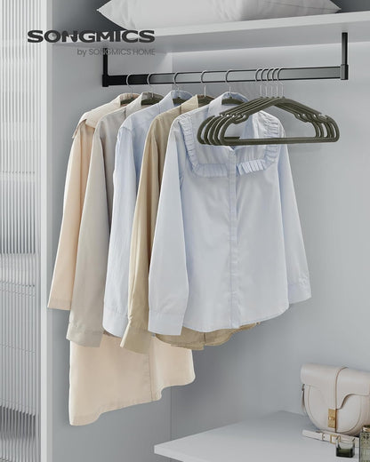 SONGMICS Velvet Hangers - Non-Slip 50 Pack with 360° Swivel Hook & Wide Shoulder Notches - Gray