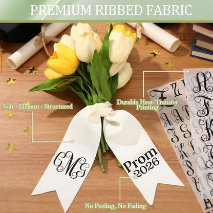Hahafelt Custom Name Bouquet Sash - DIY Ribbon Kit for Weddings, Senior Night & Special Events