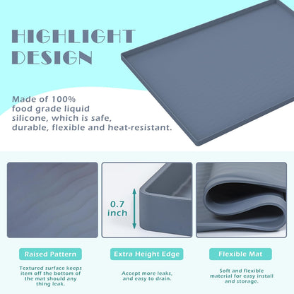 URMONA Waterproof Silicone Under Sink Mat - 31'' x 22'' Kitchen & Bathroom Protector | Dark Grey
