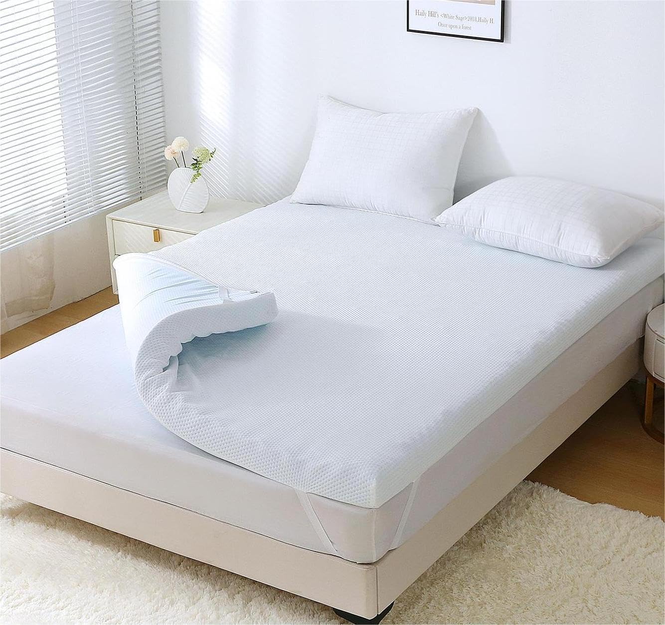 MUXHOMO 2 Inch 7-Zone Full Mattress Topper, Egg Crate Foam Mattress Topper Full Size for Back Pain, Lavender Cooling Gel Infused Bed Pad, CertiPUR-US and Oeko-TEX Certification (54"×75")