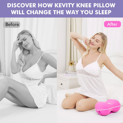 Kevity Knee Pillow for Side Sleepers Hip Pain, Memory Foam Leg Pillow for Side Sleeping, Cushion for Sciatica, Back, Pregnancy & Spine Alignment with Washable Cooling Cover (Pink)