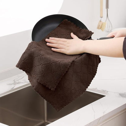 Homaxy Dish Towels - Super Soft & Absorbent Coral Velvet Cloths | 12 Pack (13 x 19 Inches, Brown)