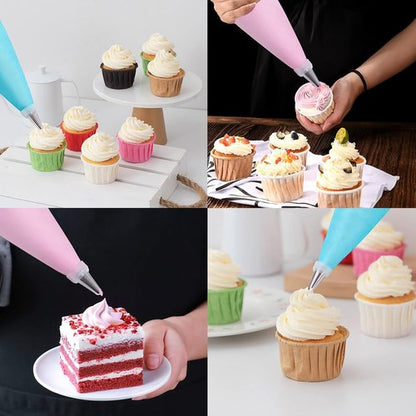 100Pcs Piping Bags Set by [Brand Name] - 12 Inch Disposable Icing Bags with Reusable Bags & 12 Tips
