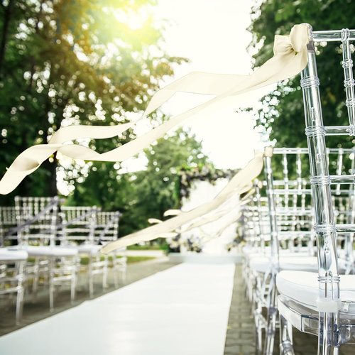 Daifunli Wedding Bows - Elegant Ivory White Satin Aisle Decorations | 24 Pcs Chair Ribbons