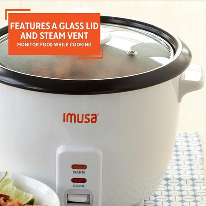 IMUSA USA Electric Nonstick Rice Cooker - 8-Cup Uncooked | 16-Cup Cooked Capacity, White