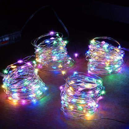 Multicolor 4-Pack LED String Lights Battery Operated 50 LEDs – 16.4ft Copper Wire Set