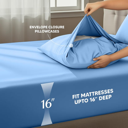 Utopia Bedding King Size Sheet Set - Soft, Breathable Microfiber | 4-Piece in Dutch Blue