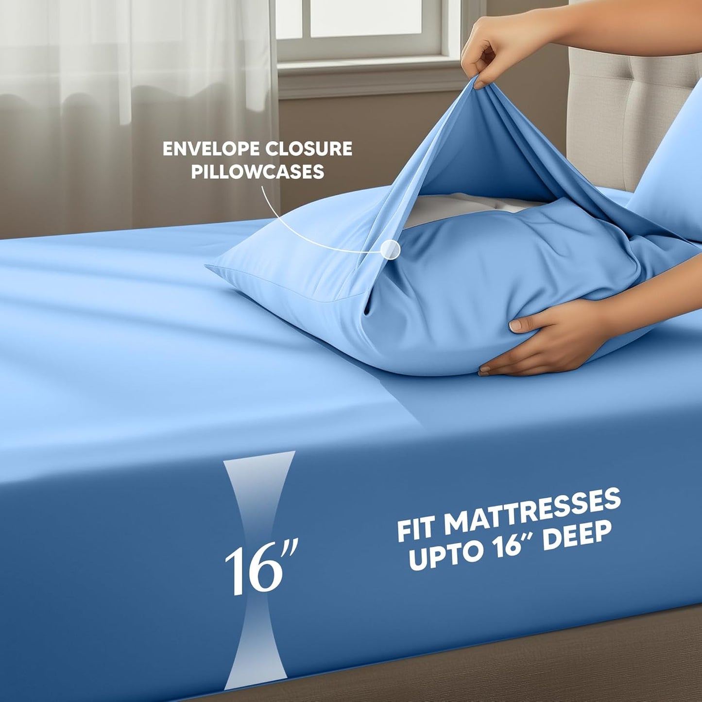 Utopia Bedding Queen Size Sheet Set - Soft, Breathable Microfiber - 4 Pieces in Dutch Blue
