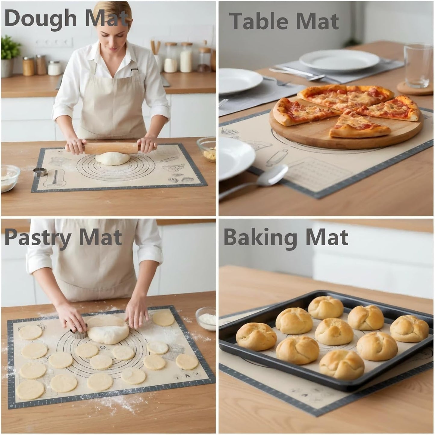 Skiennix Silicone Baking Pastry Mat - Extra Large 28x20 Inch Nonstick Dough Rolling Sheet