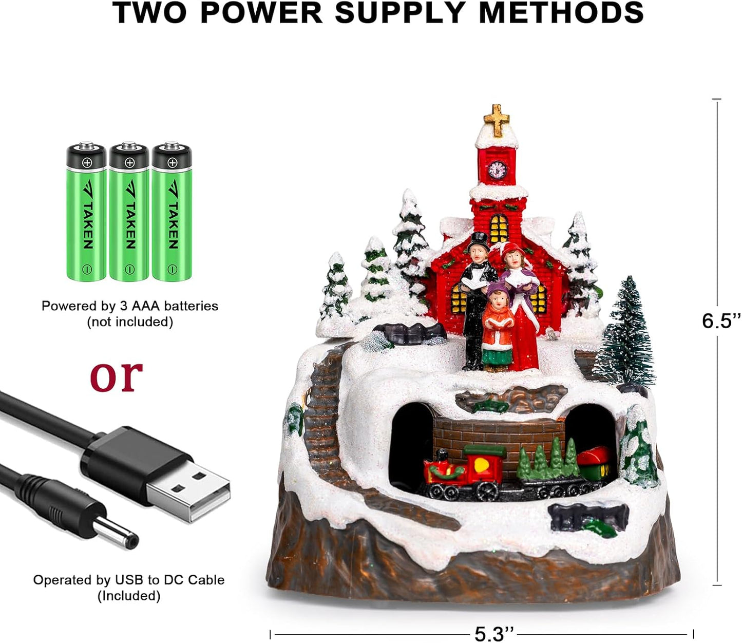 MXwcy Animated Christmas Village Decoration - Lighted Church Choir & Moving Train | Holiday Centerpiece