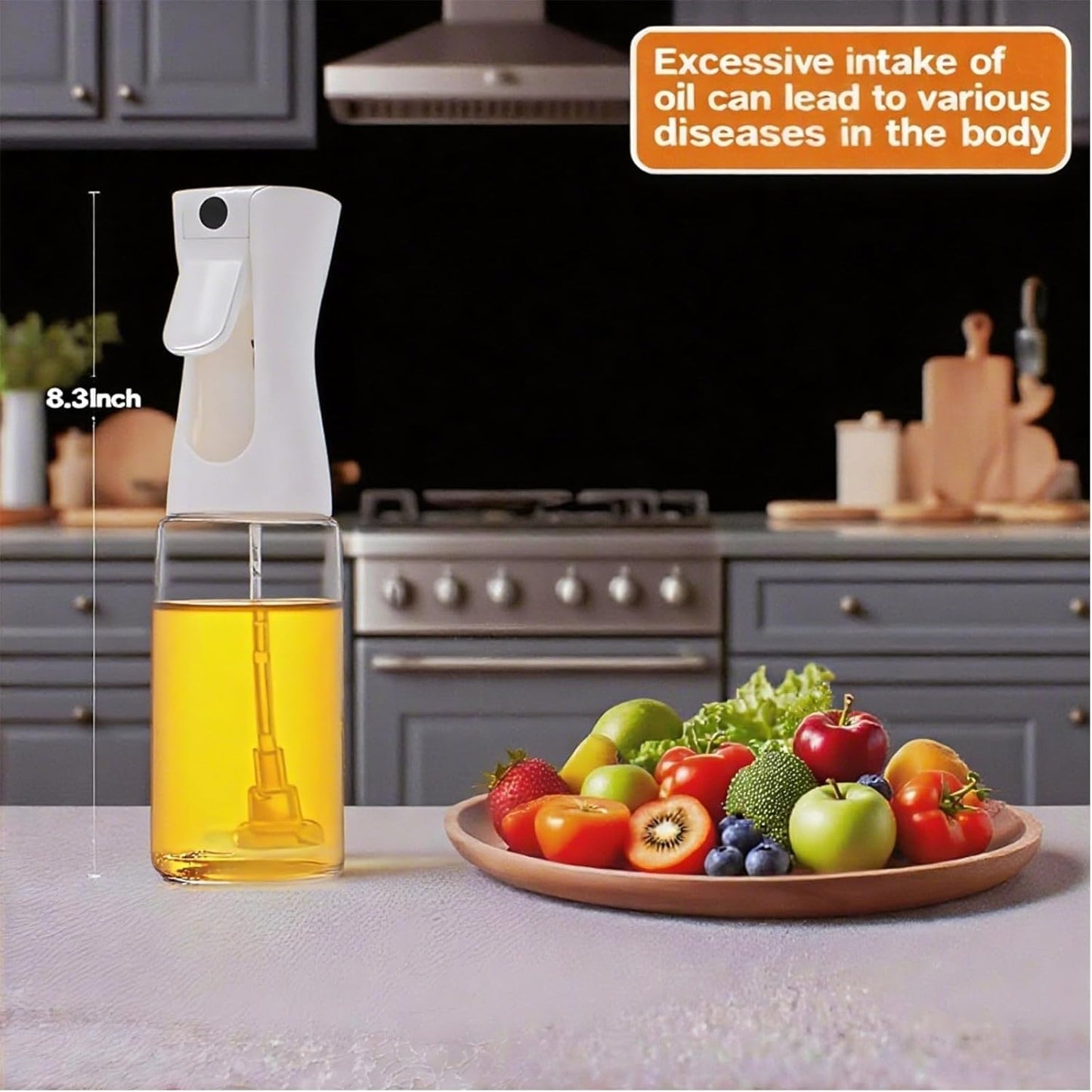 Skiennix Olive Oil Sprayer - 220ml Glass Dispenser with Continuous Spray & Portion Control for Cooking