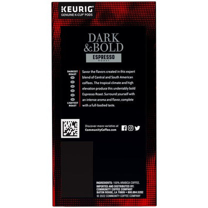 Community Coffee Dark & Bold Espresso Roast 96 Count Coffee Pods, Compatible with Keurig 2.0 K-Cup Brewers, 24 count (Pack of 4)
