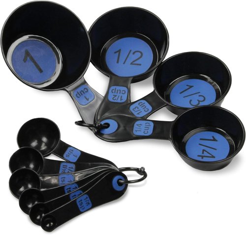 Chef Craft Measuring Cup Set - Easy-To-Read Plastic Design | 10-Piece Set in Blue