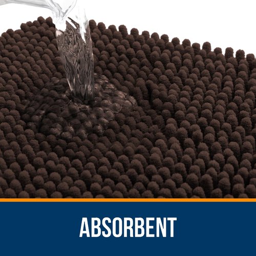 OLANLY Bathroom Rugs 59x35, Extra Soft Absorbent Chenille Bath Rugs, Rubber Backing Quick Dry, Machine Washable Bath Mats for Bathroom Floor, Tub and Shower, Home Decor Accessories, Brown