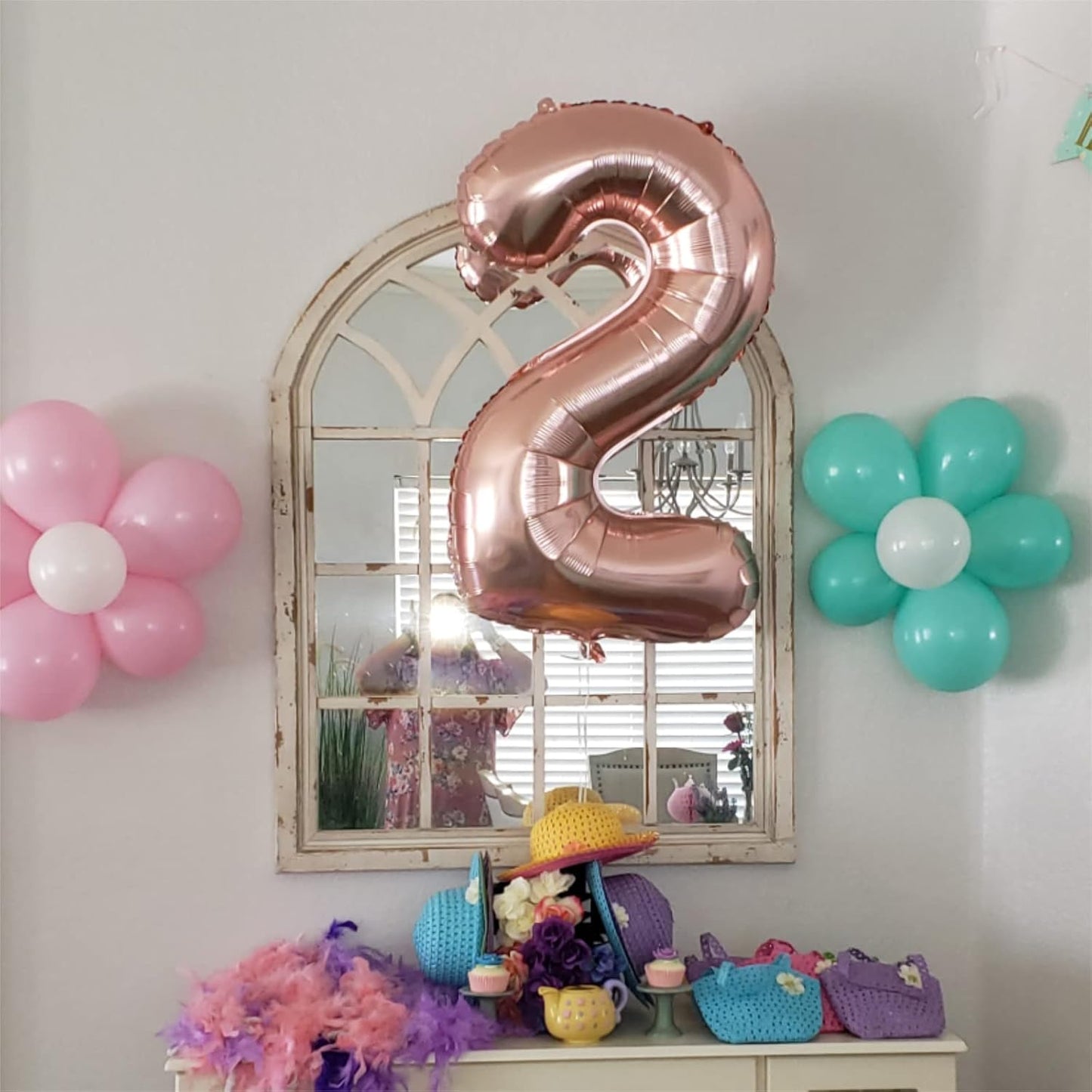 Regine Switzerland 40-Inch Rose Gold Foil Number 2 Balloon - Self-Inflating Digital Helium Decoration for Birthdays & Anniversaries