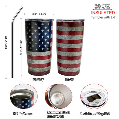 DENNSHH 4th of July Decorations American Flag Independence Day Patriotic Decor Stainless Steel Insulated Tumblers, Memorial Day, Veterans Day, Presidents Election Day Cup Gifts, 20Oz