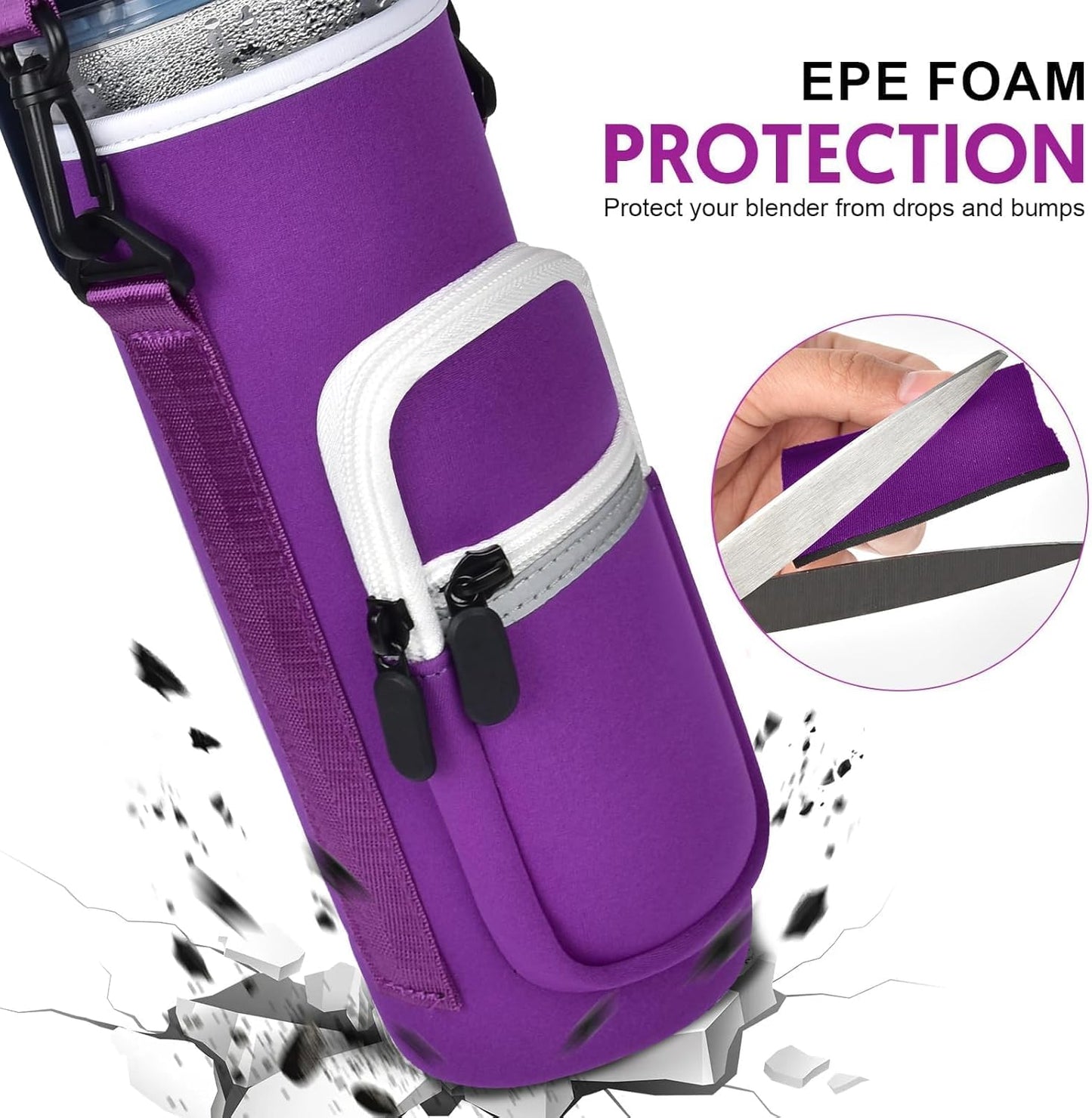 SAIKA Personal Blender Bag - Portable Carrying Case for Ninja Blast Max BC251/BC151 | Reflective Strip, Shoulder Strap, Purple