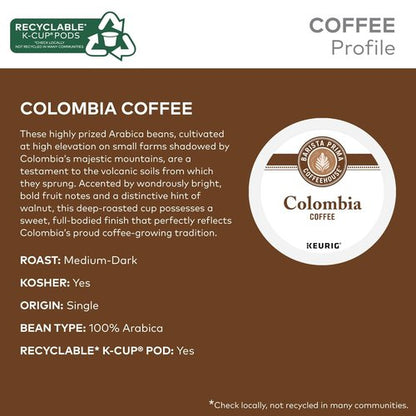 Barista Prima Coffeehouse Colombia Coffee K-Cup Pods - 96 Count for Rich Flavor & Convenience