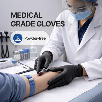 Schneider Black Vinyl Synthetic Exam Gloves, 4 Mil, Large, Disposable Gloves Latex-Free, Plastic for Medical, Cooking, Cleaning, and Food Prep, Surgical Powder-Free, Non-Sterile, 100-ct Box (L)