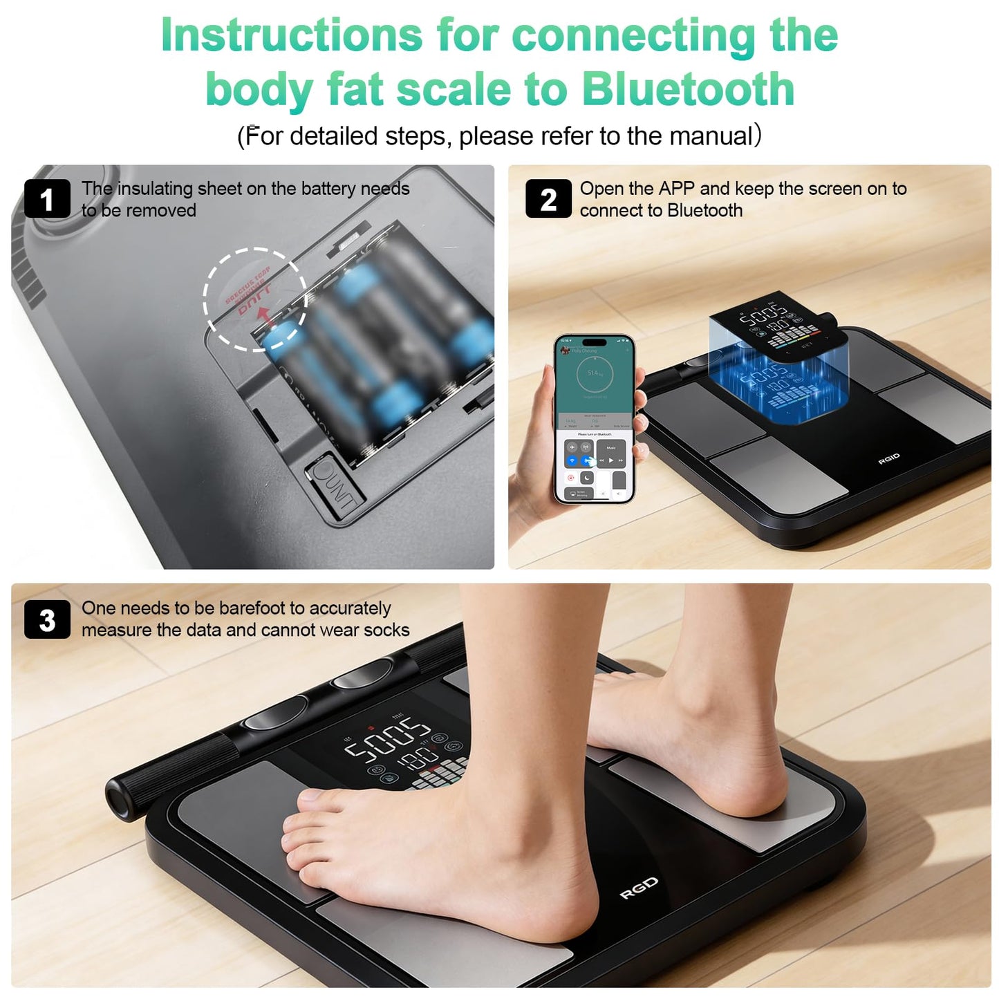 PGID Smart Scale for Body Weight,Scales with Bmi Body Fat Muscle Mass,58 Body Composition Analyzer Scale,Full Body Analysis Scanner Scale Digital Bathroom Scales Syncs with App for 24-User 180KG/400Lb