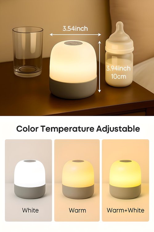 Saincustom Night Light for Kids, Baby Light for Nursery,12 Colors Changing Modes & Stepless Dimming, Nursery Night Lamp,Rechargeable Night Light for Breastfeeding,BPA Free,Touch Control