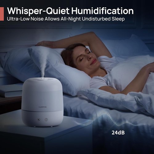 Clarston 2L Cool Mist Humidifier - 360° Adjustable Nozzle, Ultra-Low Noise, BPA-Free, Ideal for Bedrooms