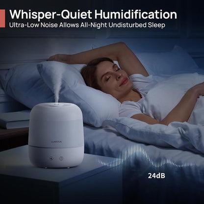 Clarston 2L Cool Mist Humidifier - 360° Adjustable Nozzle, Ultra-Low Noise, BPA-Free, Ideal for Bedrooms