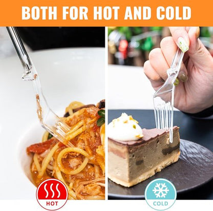 Heavy Duty Plastic Forks by [Brand Name] - Full Size 7.5" Clear Disposable Silverware | Pack of 85
