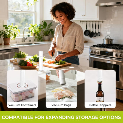 Skiennix Handheld Vacuum Sealer - Compact Food Saver Pump with 20 BPA-Free Bags | Type-C Rechargeable for Sous Vide & Meal Prep