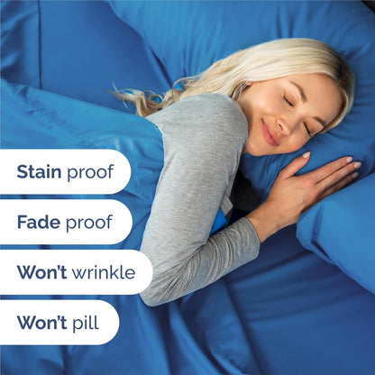 Royal Blue Split King Size 5-Piece Sheet Set | Comfy, Breathable & Cooling Hotel Luxury Bedding