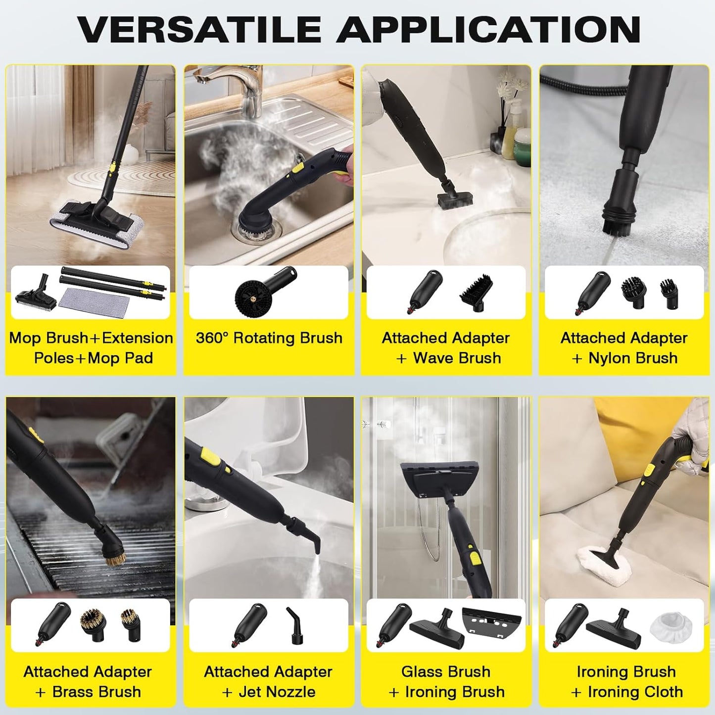 TVD Steam Cleaner - Powerful Home Steamer with 26 Accessories & 5M Extra-Long Power Cord for Deep Cleaning