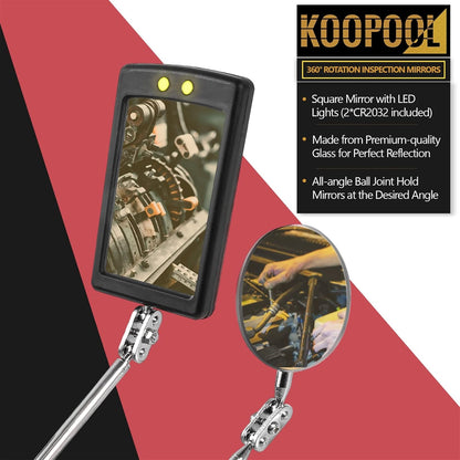 Skiennix Telescoping Magnetic Pickup Tool Set - LED Inspection Mirror & Magnet Stick | Perfect Gifts for Men
