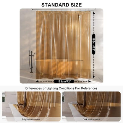AmazerBath Shower Curtain Liner, EVA Clear Orange-Brown Heavy Duty Shower Curtain and Liner 2-in-1, 72x72 Luxury Plastic Weighted Bathroom Shower Liner, 12 Rustproof Grommets & 3 Heavyweight Stones
