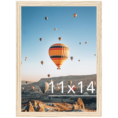 JCJMY 11x14 Picture Frame for Wall Hanging, Wall Mounting Horizontally or Vertically, 11 x 14 Wall Gallery Poster Photo Frame with Shatter Resistant Plexiglass, Natural