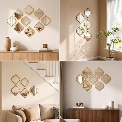 12-Piece Acrylic Mirror Tile Set for Wall Decor - Self-Adhesive Gold Diamonds