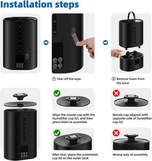 Coolfiqu 6L Humidifier - Versatile Cool & Warm Mist for Bedroom, Baby & Plants | Quiet, Adjustable, 360° Nozzle - Black (2026 Upgrade)