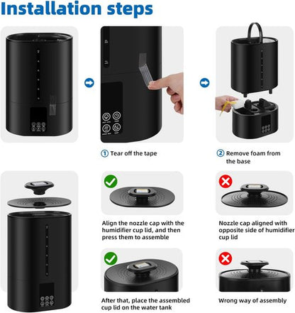 Coolfiqu 6L Humidifier - Versatile Cool & Warm Mist for Bedroom, Baby & Plants | Quiet, Adjustable, 360° Nozzle - Black (2026 Upgrade)