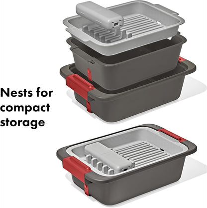 OXO Outdoor Wash, Dry & Stow System - Compact & Efficient Cleaning Solution for Camping & Travel