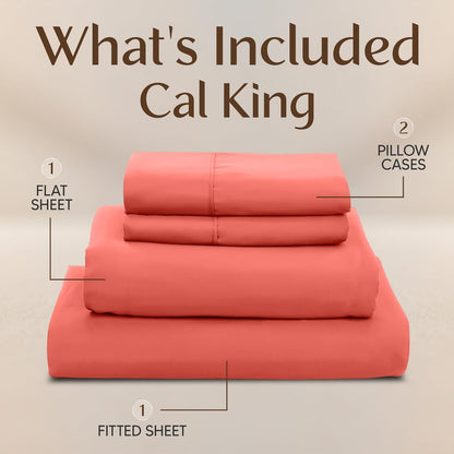 Utopia Bedding California King Sheet Set - Soft & Breathable 4-Piece Microfiber in Coral | Oeko-Tex Certified